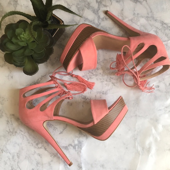 JustFab Shoes - JustFab Pink High Heeled Sandals - Size 10